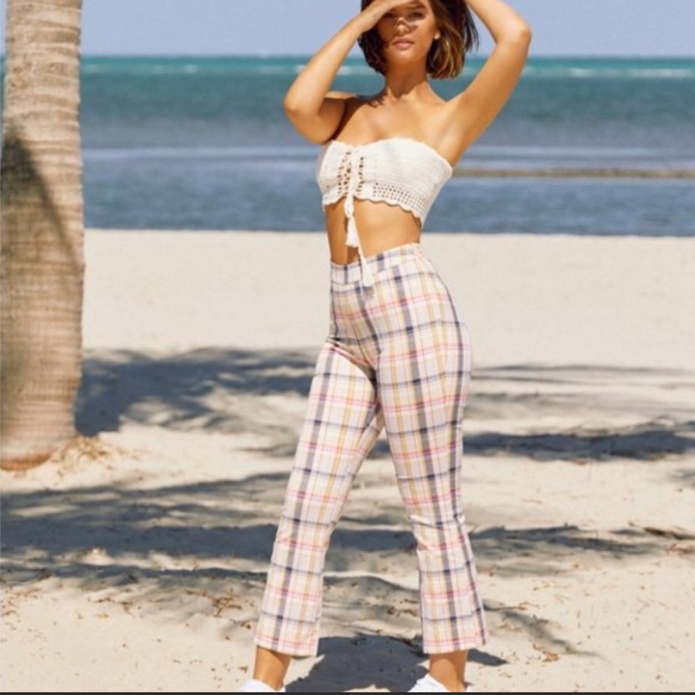 Urban Outfitters Leila Plaid Kick Flare Pant